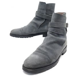 CHAUSSURES MANOLO BLAHNIK BOTTINES JODHOUR 8.5 42.5 DAIM GRIS SUEDE BOOTS Gris