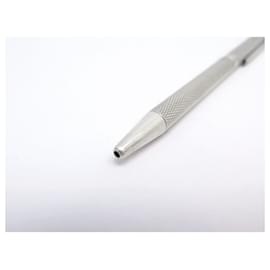 St Dupont-VINTAGE ST DUPONT BALLPOINT PEN 45180 SILVER METAL QUILTED BALLPOINT PEN-Silvery