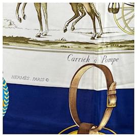 Hermès-Hermes Paris Vintage Silk Scarf Carrick a Pompe 1975 Latham-Yellow