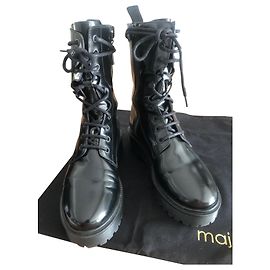 Maje Black Patent Leather Boots Size 37 Black