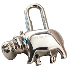 Hermès Hermes Hippopotamus Taschenanhänger Cadena Silber Hardware