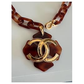 Chanel-Long necklaces-Brown,Gold hardware