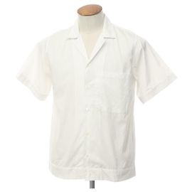 JACQUEMUS camisa listrada de algodão com gola aberta manga curta branca Branco