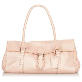 Fendi-Sac à bandoulière en cuir rose Selleria Linda Fendi-Rose