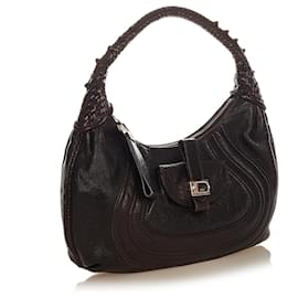 Fendi-Fendi Brown Spy Leather Handbag-Brown,Dark brown