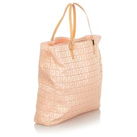 Fendi-Fendi Pink Zucchino Canvas Tote Bag-Pink