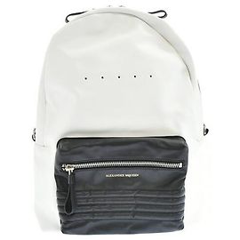 Alexander McQueen Skull Zip Punching Leather Backpack White White
