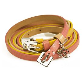 Dsquared2 Woman's Pink Nude Yellow Leather Triple Thin Belt w. Charm size M Multiple colors