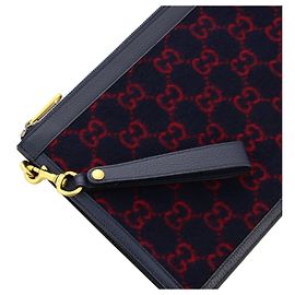 Gucci GG Supreme wool clutch Blue