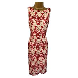 Vestido bordado Alice + Olivia vermelho e marfim Vermelho Cru