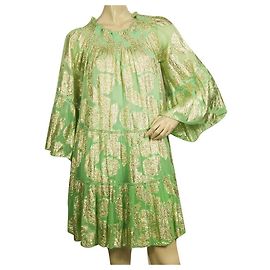 Mini vestido de verão Miss June Green & Gold com e sem ombros Verde
