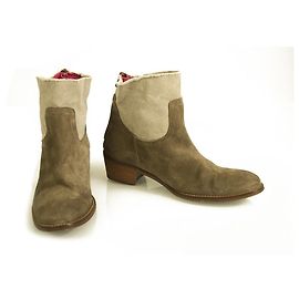 Botins Zadig & Voltaire Teddy marrom camurça de couro e lona botas de tornozelo 37 Marrom