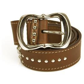 Cinto feminino Prada marrom couro prata tom HW com tachas w. Fivela Grande 34 / 85 Marrom