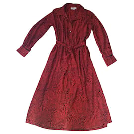 Autre Marque Opullence Langkleid Schwarz Rot Polyester Schwarz Rot