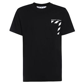 tee shirt off white diagonal unisex Nero