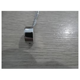 Hermès-hermès clou de selle silver steel pendant with unbranded necklace-Silver hardware