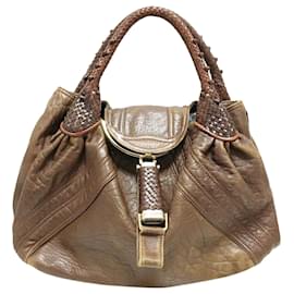 Fendi-Fendi Brown Spy Leather Handbag-Brown