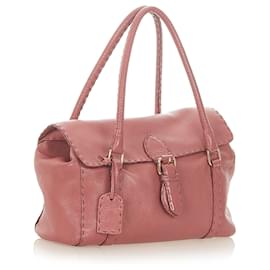 Fendi-Sac à main Fendi en cuir rose Selleria Linda-Rose