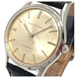 Girard Perregaux-*GIRARD-PERREGAUX antique gyromatic self-winding watch SS / leather men's silver-Black