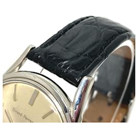 Girard Perregaux-*GIRARD-PERREGAUX antique gyromatic self-winding watch SS / leather men's silver-Black