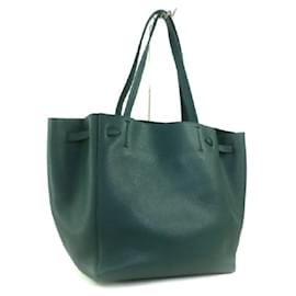 Céline-*CELINE CABAS PHANTOM SMALL with BELT Hippo Phantom Small Belt Tote Bag Old Logo Green-Green