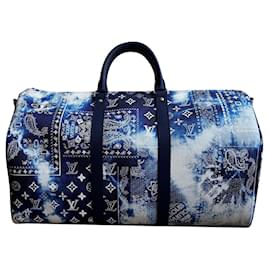 Louis Vuitton-keepall 50 Bandana-White,Blue