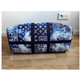 Louis Vuitton-keepall 50 Bandana-White,Blue