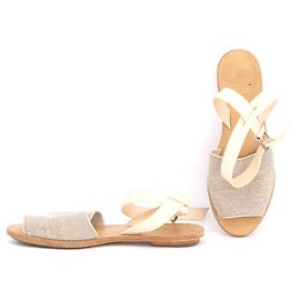 Brunello Cucinelli sandals in cream leather with silver Precious bead front strap White Cream