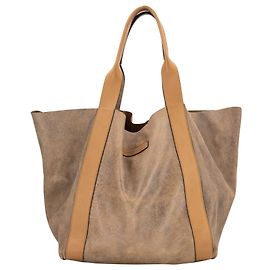 Brunello Cucinelli tote in golden distressed leather with tan leather straps Golden Metallic