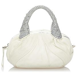 Bolsa branca de couro espiã para bebê Fendi Branco Cru