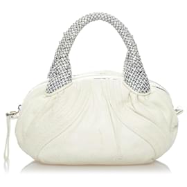 Fendi-Fendi White Baby Spy Leather Handbag-White,Cream