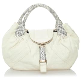 Fendi-Fendi White Spy Leather Handbag-White