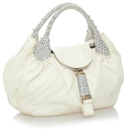 Fendi-Fendi White Spy Leather Handbag-White