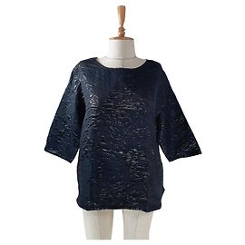 0039 Top Blue Black Cotton Polyester M Black Blue