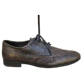 Derbies Prada de couro marrom escuro 39,5 Castanho escuro