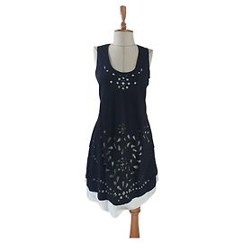 Robe High Noir et Blanc en Polyester M Noir Blanc