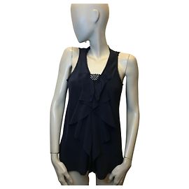 Maje silk sleeveless tunic with rhinestone bow dark blue Dark blue