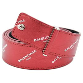 Balenciaga-*[BALENCIAGA] Leather Belt Metallic Red Men's-Red