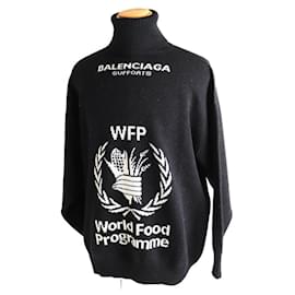 Balenciaga-*BALENCIAGA Balenciaga WFP Logo Oversized Turtleneck Knit Black XS Genuine Made in Italy-Black