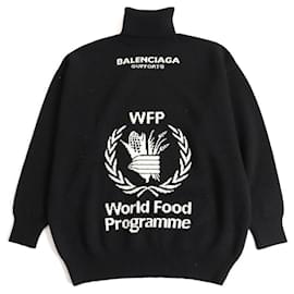 Balenciaga-*BALENCIAGA Balenciaga WFP Logo Oversized Turtleneck Knit Black XS Genuine Made in Italy-Black
