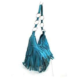 Yves Saint Laurent-Bolsa transversal Yves Saint Laurent La Boheme de camurça-Azul