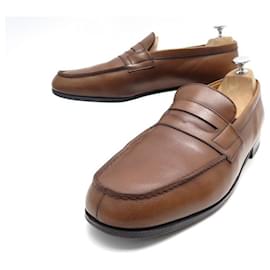 JM Weston-JM WESTON LOAFERS 180 9C 43 THIN BROWN LEATHER LOAFERS SHOES-Brown
