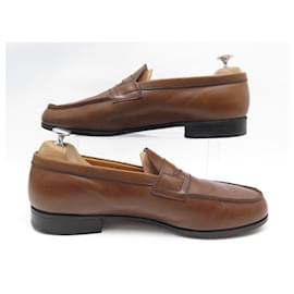 JM Weston-JM WESTON LOAFERS 180 9C 43 THIN BROWN LEATHER LOAFERS SHOES-Brown