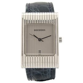 RELÓGIO BOUCHERON REFLECT MEDIUM 36 MM AÇO DE QUARTZO +5 PULSEIRAS DE CAIXA DE RELÓGIO Prata