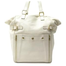 HANDTASCHE YVES SAINT LAURENT CABAS DOWNTOWN 175883 CREME HANDTASCHE AUS LEDER Roh