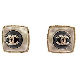 NOVE ORECCHINI CHANEL SQUARE LOGO CC & STRASS ORECCHINI IN METALLO ORO D'oro