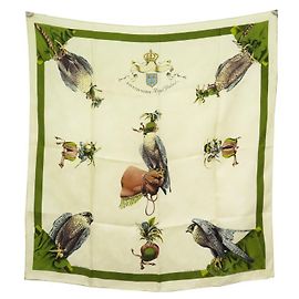 Hermès HERMES FALCONRY ROYAL DEDUCE SCIARPA CARRE DI LINARE 90 SCIARPA SPILLA IN SETA Beige