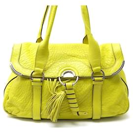 Céline-CELINE CABAS DAYDREAM YELLOW LEATHER HAND BAG PURSE-Yellow