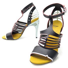FENDI SANDALENSCHUHE MIT ABSATZ 39 IN MEHRFARBIGEM LEDER + NEUE SCHUHBOX Mehrfarben