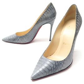 CHRISTIAN LOUBOUTIN SCHUHE DEKOLLETPUMPEN 37 PYTHON-KASTENSCHUHE Grau